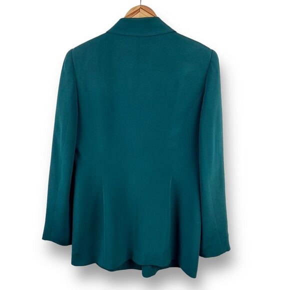 Hugo Buscati Women's 8 Longline Silk Blazer Jacket Teal Green Modern Officewear - Picture 2 of 10